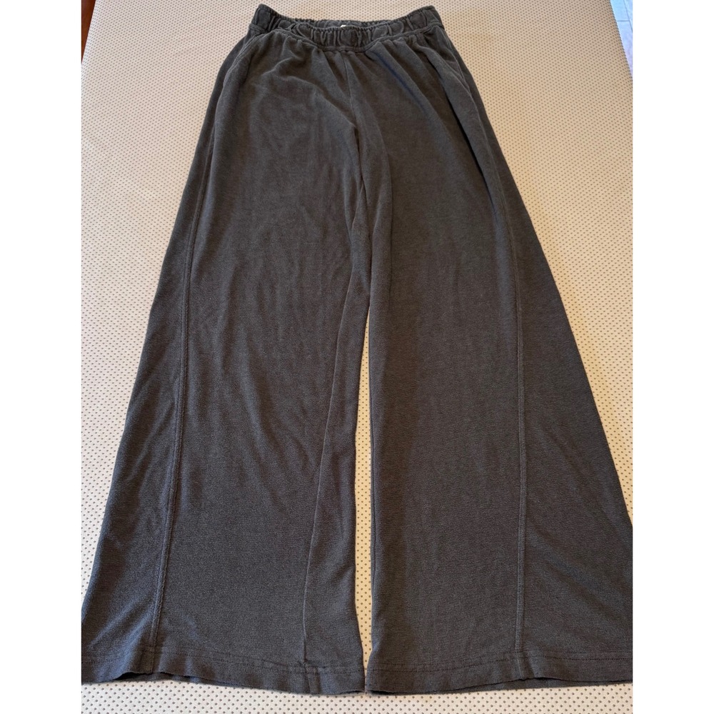 Aerie Charcoal Gray French Terry Wide Leg Lounge Pants Elastic Waist Size Small